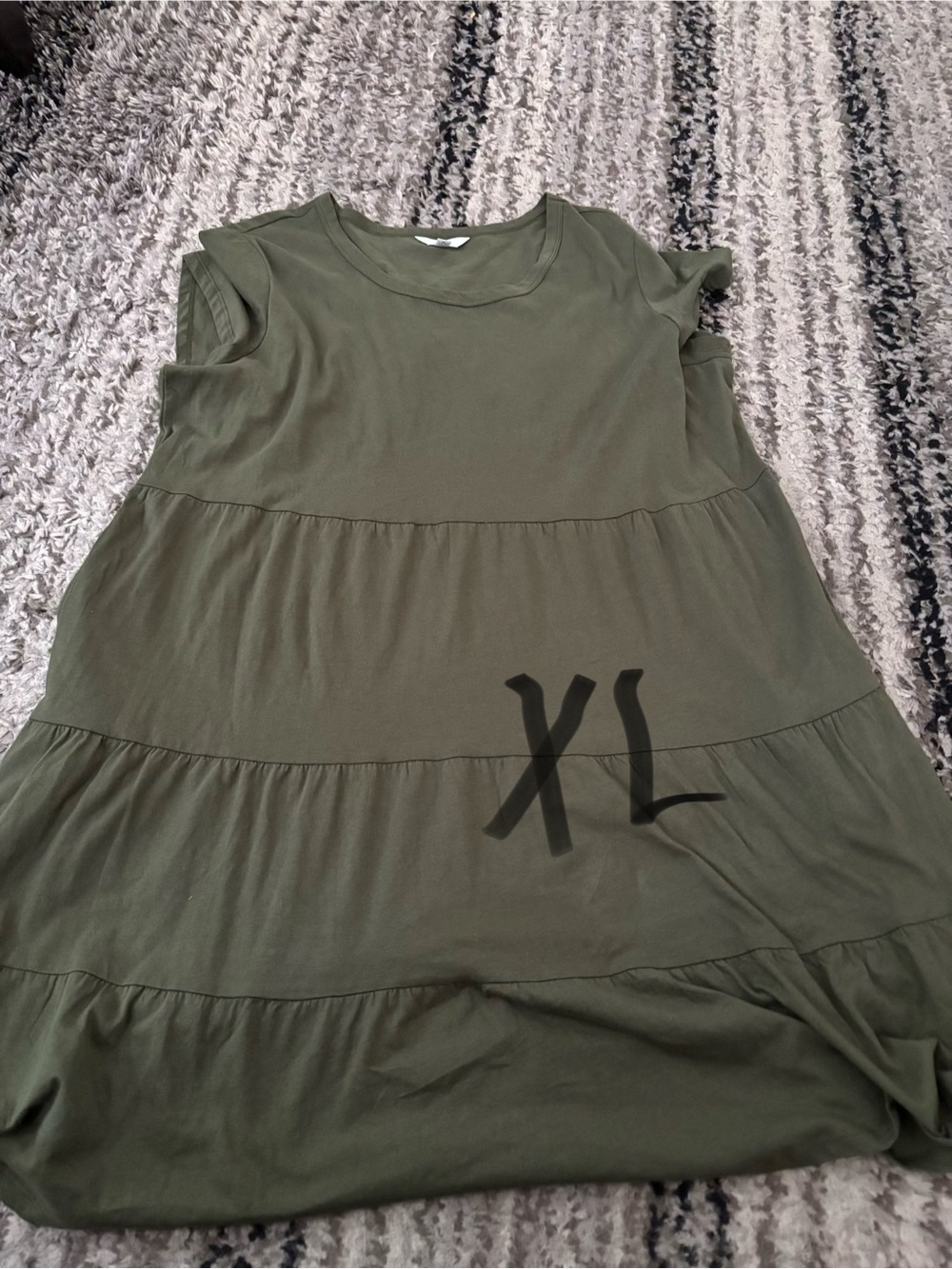 Olive Tiered Sleeveless Women’s Dress - Unbranded